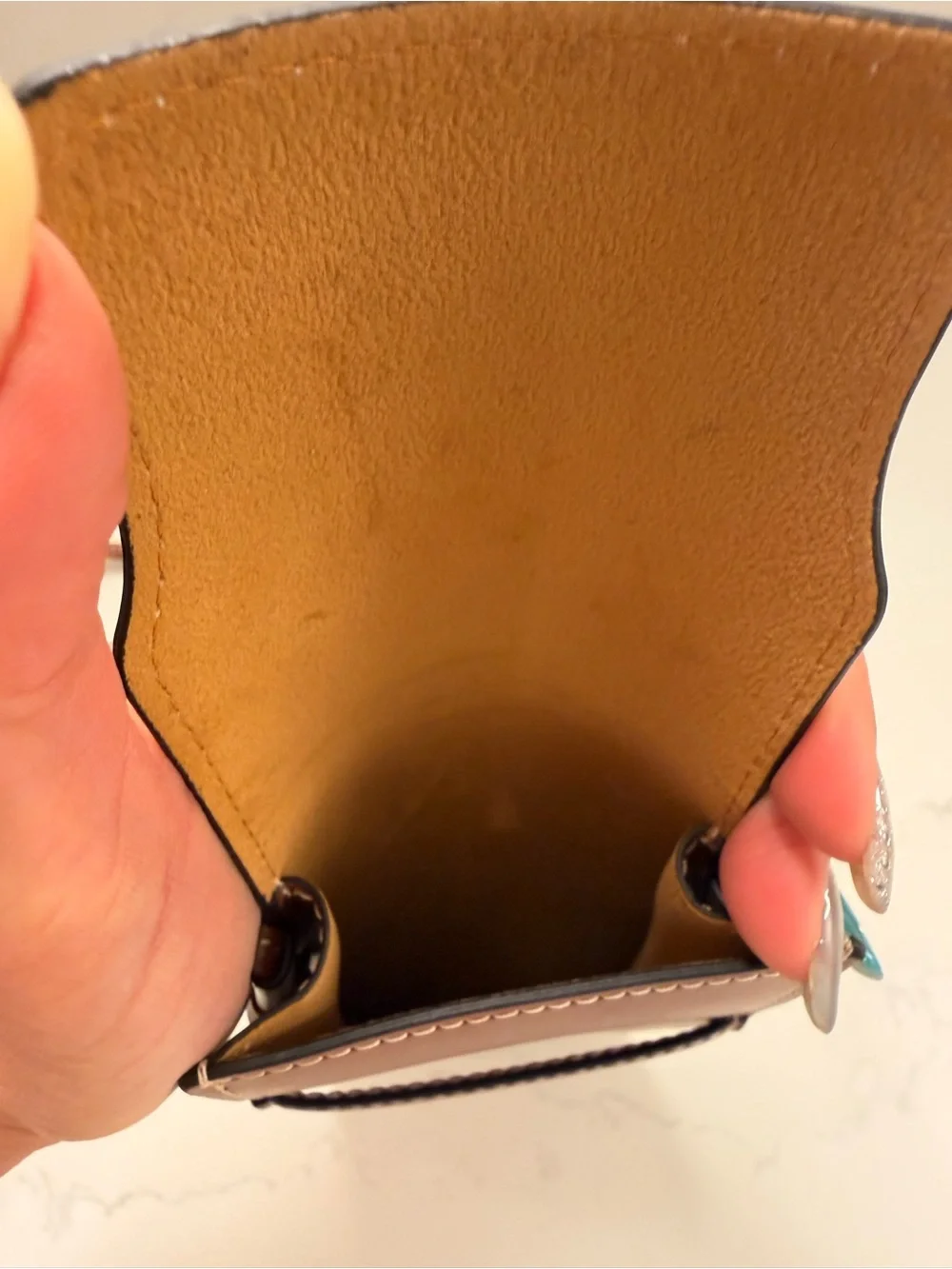 Celine Calfskin Leather Phone Pouch Tan with Flap